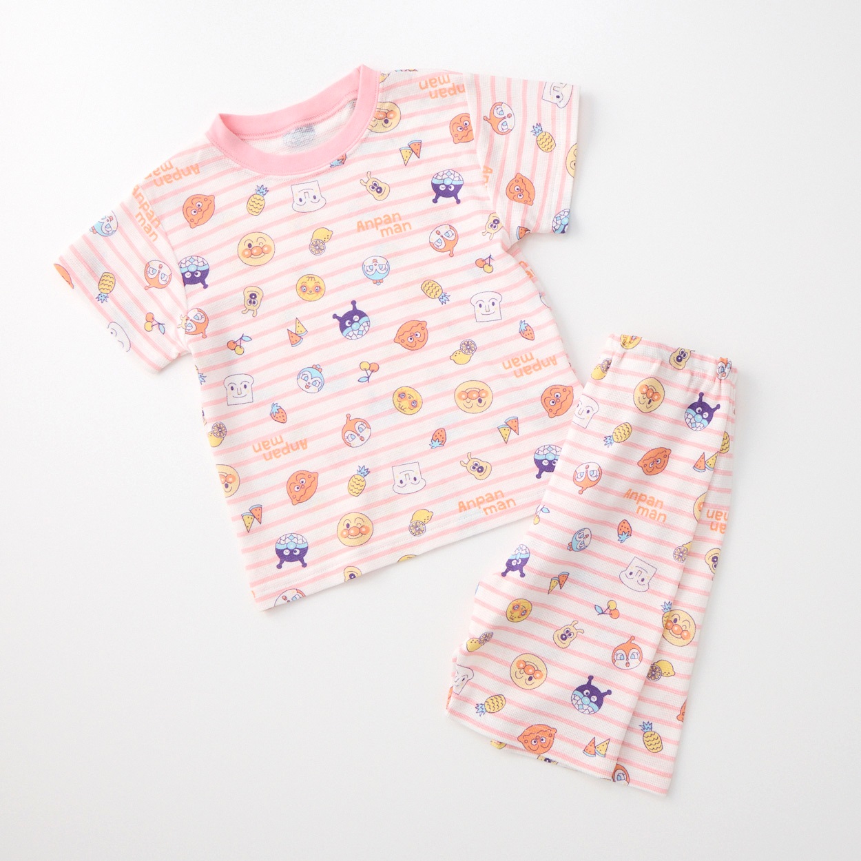 アンパンマン ボーダー柄 メッシュ 半袖パジャマ ベビー(ピンク-90cm)