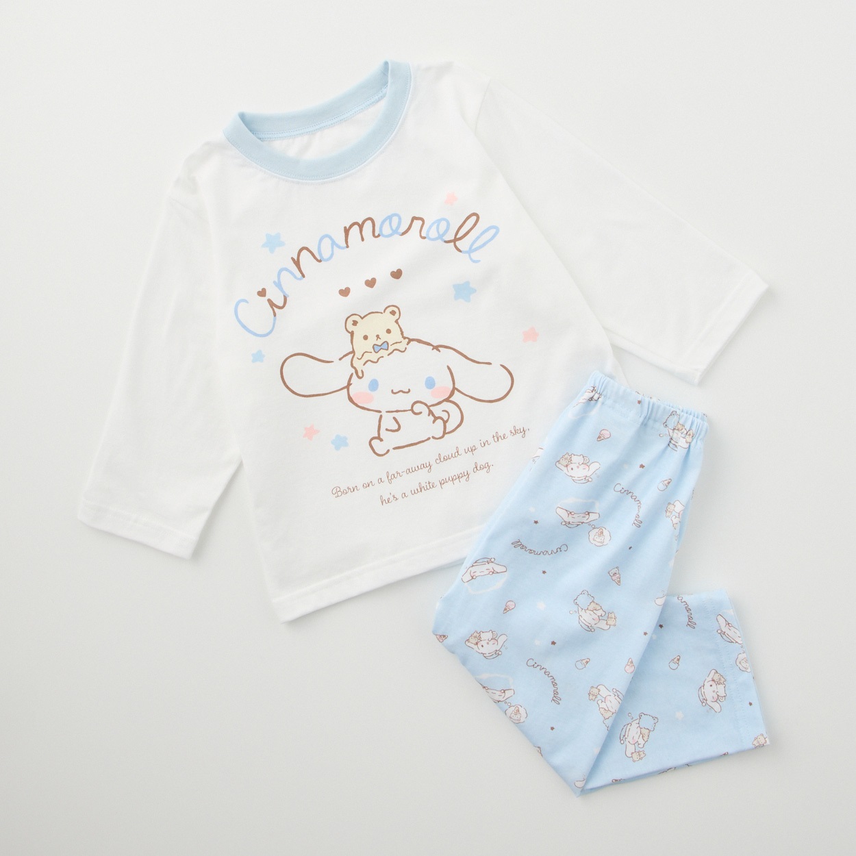 シナモロール プリント 天竺 長袖パジャマ ベビー(サックス-80cm)