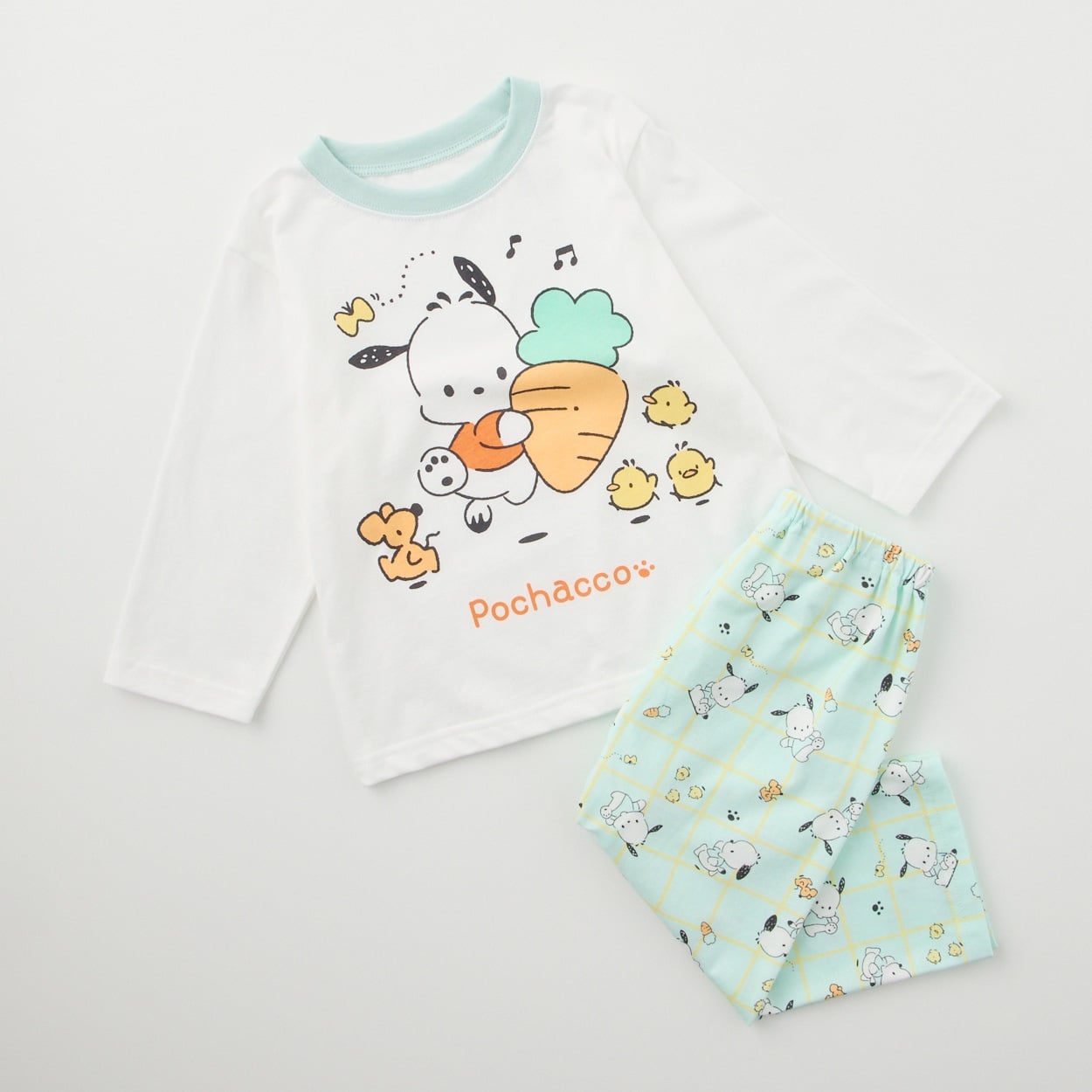 ポチャッコ プリント 天竺 長袖パジャマ ベビー(ミントグリーン-100cm)