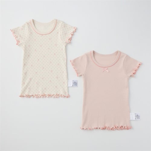 doudou bear スムース メロー 半袖シャツ肌着 2枚組 うさぎ柄 肌着 ベビー