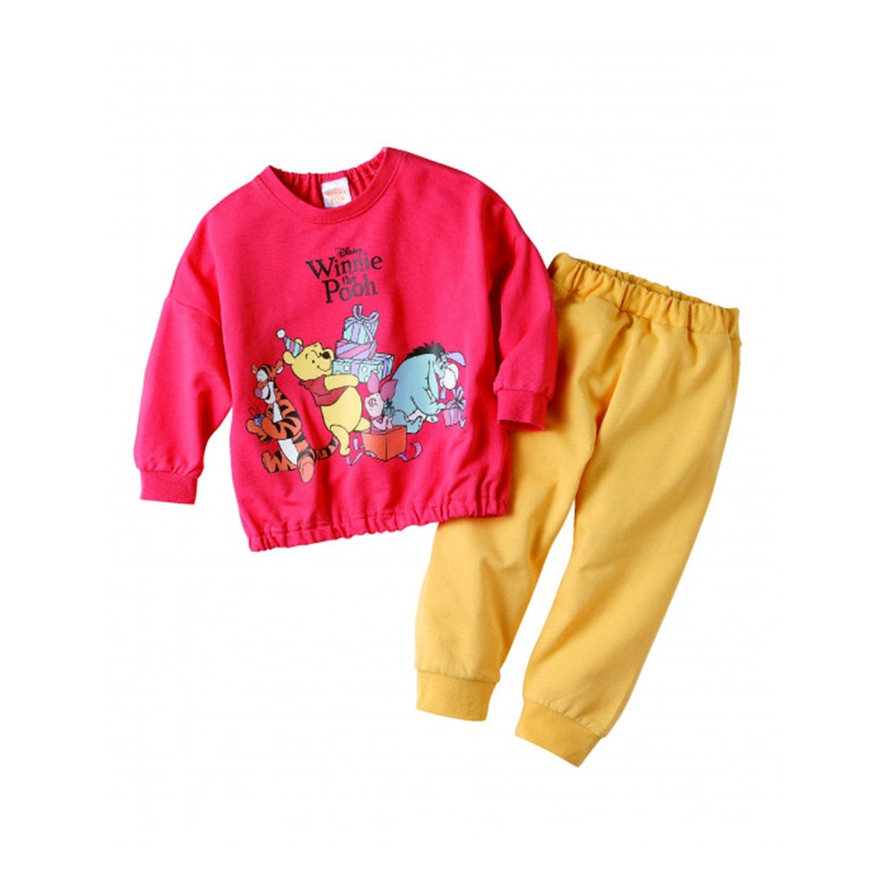 くまのプーさん ミニ裏毛 長袖パジャマ ベビー(レッド-90cm)