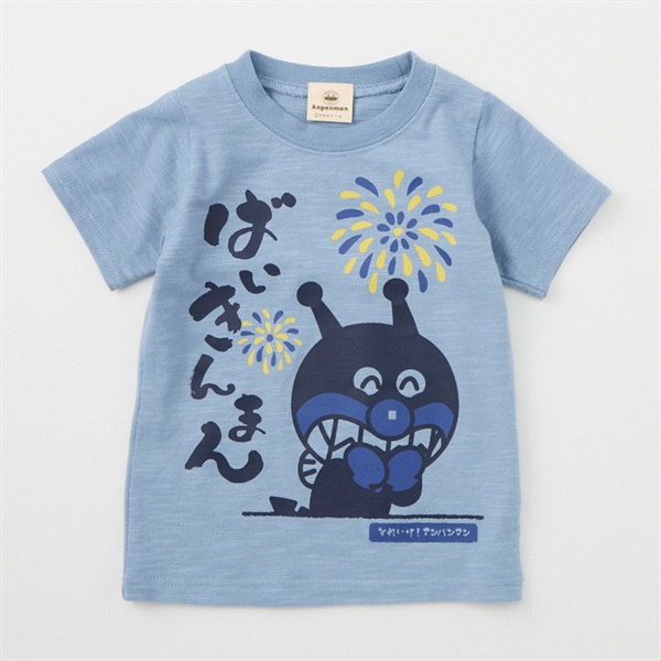 アンパンマン　背中バイキンマン　半袖　Tシャツ　トップス 袖赤 #547 アンパンマン 背中バイキンマン 半袖 Tシャツ トップス 袖赤