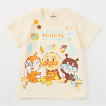アンパンマン 和柄刺繍 スラブ天竺 半袖Tシャツ ベビー服(アイボリー-100cm)
