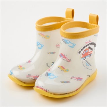 レインブーツ 乗り物 ベビー(クリーム-14cm)