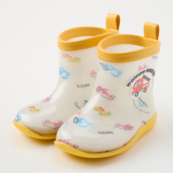 レインブーツ 乗り物 ベビー(クリーム-14cm)
