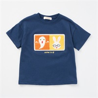 めがねうさぎ コマ柄 さがら刺しゅう 天竺 半袖Tシャツ ベビー服