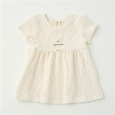doudou bear シャーリング切替 半袖Tシャツ ベビー服(アイボリー-80cm)