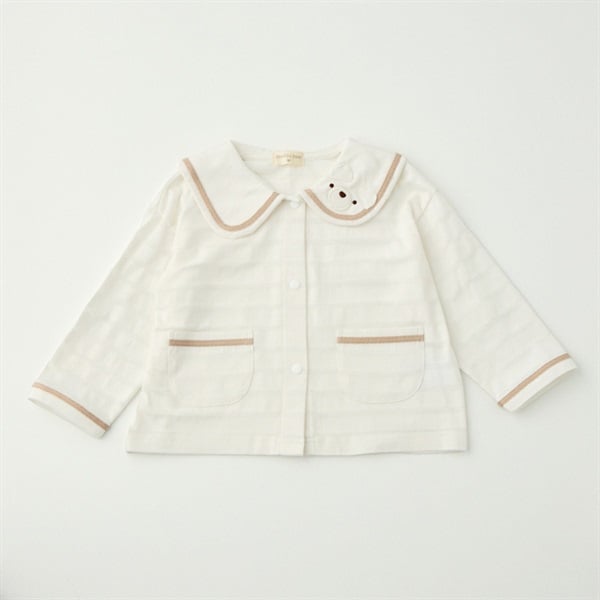 doudou bear 異番手ボーダー柄セーラー衿カーディガン ベビー服
