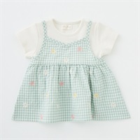 Katie Closet ギンガムチェック総柄刺繍キャミ半袖トップス