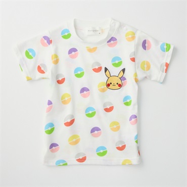 モンポケ モンスターボール総柄 天竺 半袖Tシャツ ベビー服