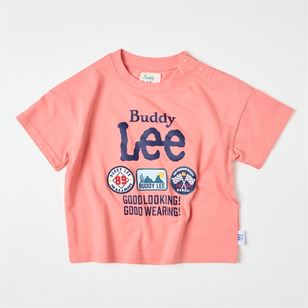 Buddy Lee プリントワッペン 天竺半袖Tシャツ ベビー キッズ(ピンク-90cm)
