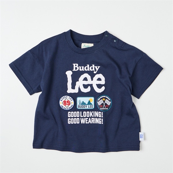 Buddy Lee プリントワッペン 天竺半袖Tシャツ ベビー キッズ(ネイビー-120cm)