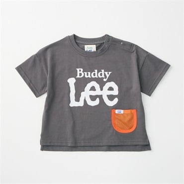 Buddy Lee メッシュポケット付 ロゴ 天竺 半袖Tシャツ ベビー キッズ(チャコールグレー-80cm)