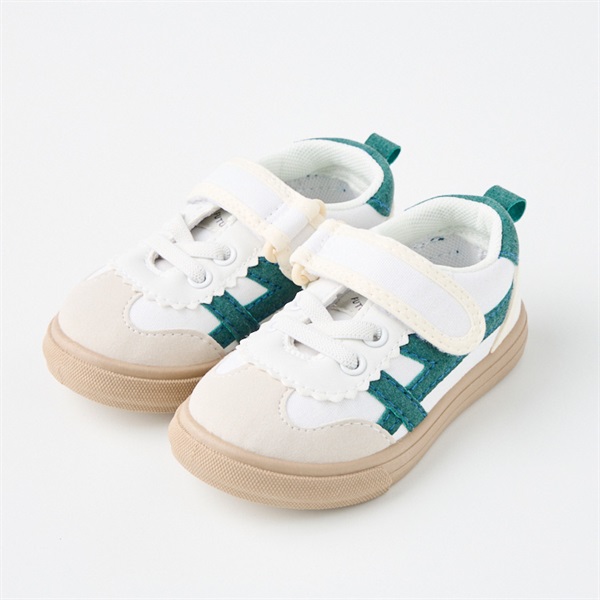 カラー配色 ベビーシューズ 靴(グリーン-13.5cm)