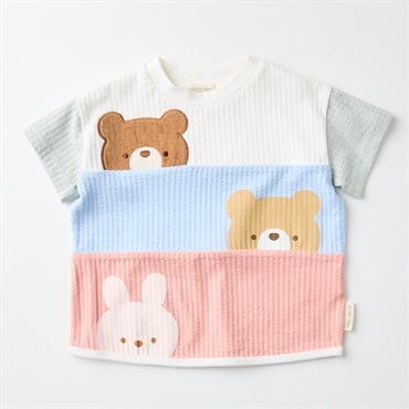 doudou bear サッカー地 かくれんぼ半袖Tシャツ ベビー服