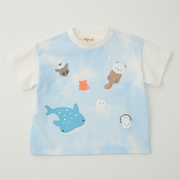 Chum up 天竺 海の生き物 タイダイ風 半袖Tシャツ ベビー服