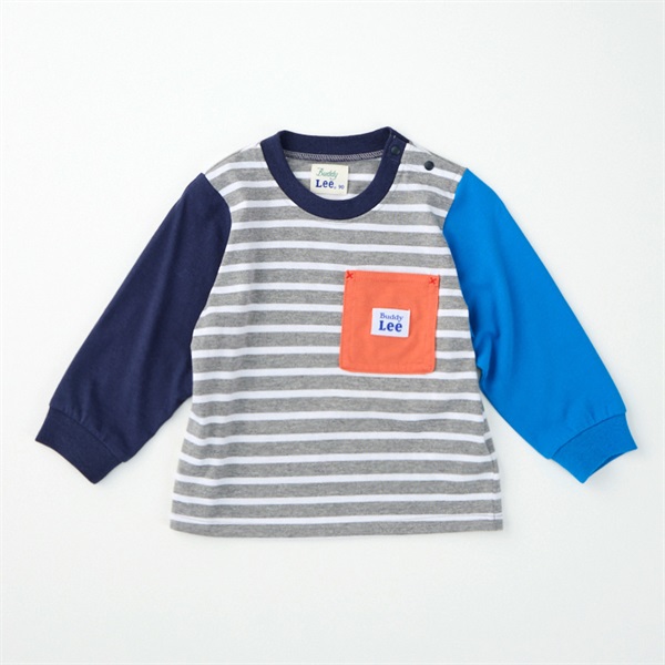 Buddy Lee 天竺 袖配色ボーダー柄 長袖Tシャツ ベビー キッズ