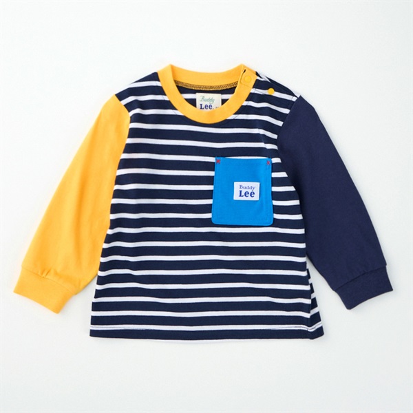 Buddy Lee 天竺 袖配色ボーダー柄 長袖Tシャツ ベビー キッズ
