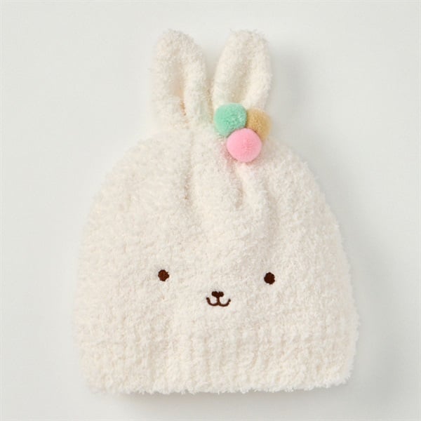 NODRESS うさぎ帽子　ニット　完売品　ホワイト　一点物　未使用 うさぎの耳 もこもこ帽子 | KODOMOTO