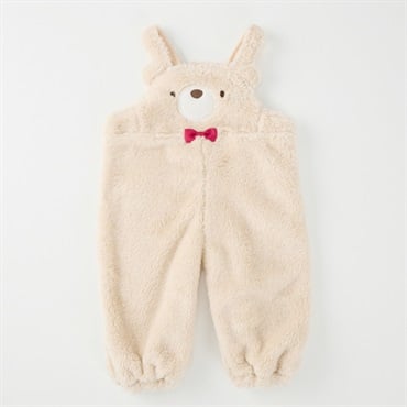 くま様ベージュ1サロペット doudou bear くまフェイス ボア サロペットパンツ ベビー クリスマス