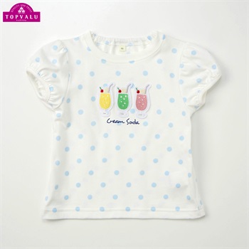 ピースフィットクール ソーダワッペン ドット柄 半袖Tシャツ ベビー トップバリュ(ホワイト-80cm)