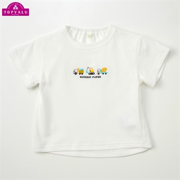ピースフィットクール 働く車刺しゅう 半袖Tシャツ ベビー トップバリュ(ホワイト-80cm)