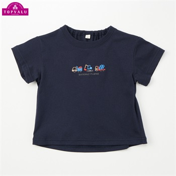 ピースフィットクール 働く車刺しゅう 半袖Tシャツ ベビー トップバリュ(ネイビー-80cm)