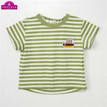 ピースフィットクール 船ワッペン ボーダー柄 半袖Tシャツ ベビー