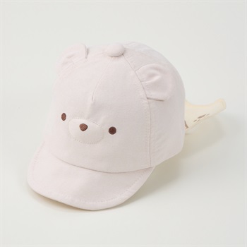 くまキャップ 日よけ付き ベビー 帽子(生成-46cm)