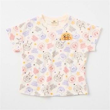 アンパンマン かくれんぼ総柄 天竺 半袖Tシャツ ベビー(アンパンマン（アイボリー）-80cm)