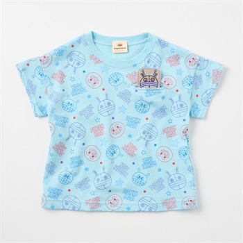 アンパンマン かくれんぼ総柄 天竺 半袖Tシャツ ベビー(だだんだん2号（サックス）-80cm)