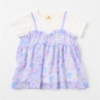 ドキンちゃん&コキンちゃん キャミフェイク 天竺 パフ袖Tシャツ ベビー(パープル-80cm)