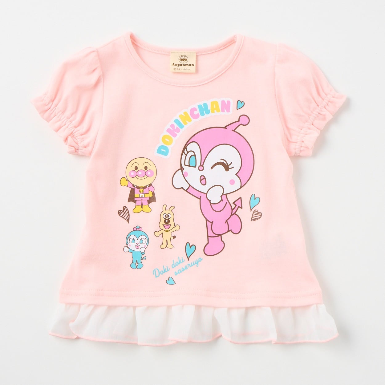アンパンマン ビッグプリント 裾フリル 天竺 パフ袖Tシャツ ベビー(ドキンちゃん（ピンク）-90cm)
