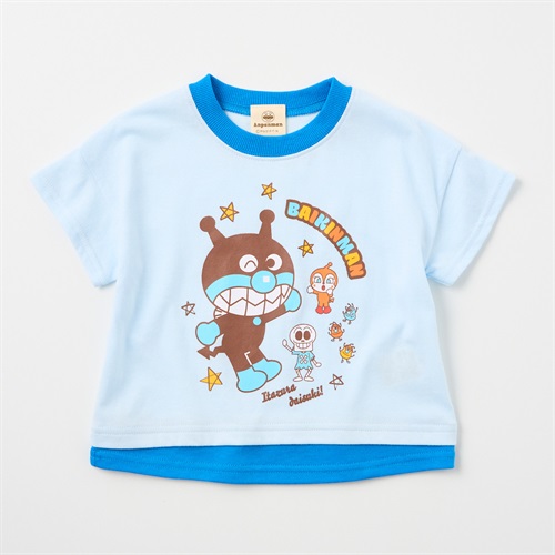アンパンマン ビッグプリント 天竺 半袖Tシャツ ベビー(サックス-80cm)