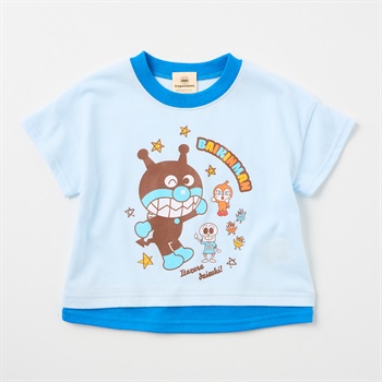 アンパンマン ビッグプリント 天竺 半袖Tシャツ ベビー(サックス-80cm)