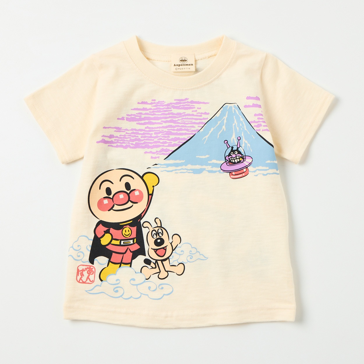 アンパンマン 和柄 スラブ天竺 半袖Tシャツ ベビー(アンパンマン(アイボリー)-90cm)