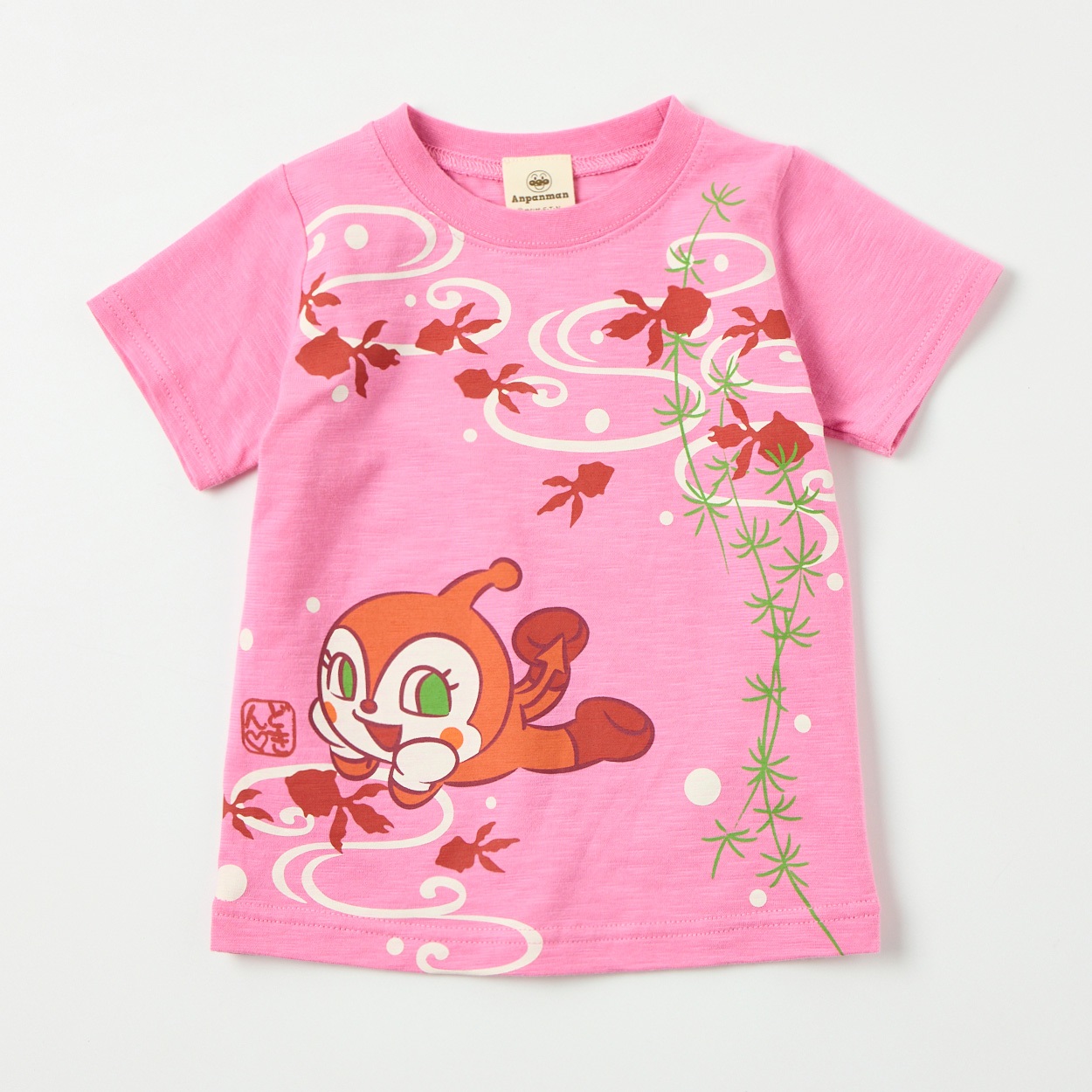 アンパンマン 和柄 スラブ天竺 半袖Tシャツ ベビー(ドキンちゃん(ピンク)-90cm)