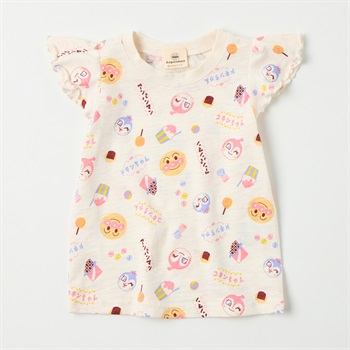 アンパンマン お菓子総柄 スラブ天竺 半袖Tシャツ ベビー(オフホワイト-80cm)