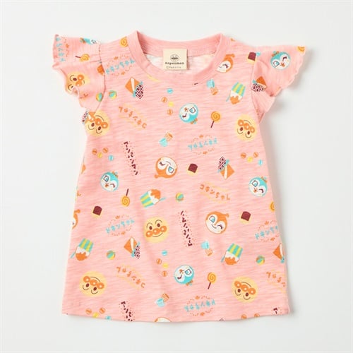 アンパンマン お菓子総柄 スラブ天竺 半袖Tシャツ ベビー(オレンジ-80cm)