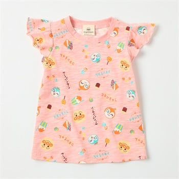 アンパンマン お菓子総柄 スラブ天竺 半袖Tシャツ ベビー(オレンジ-80cm)