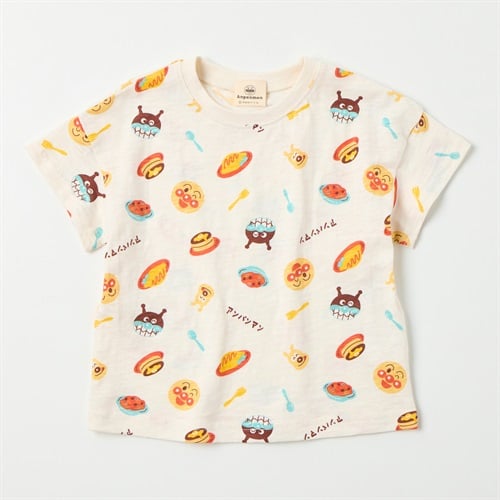 アンパンマン 喫茶総柄 スラブ天竺 半袖Tシャツ ベビー