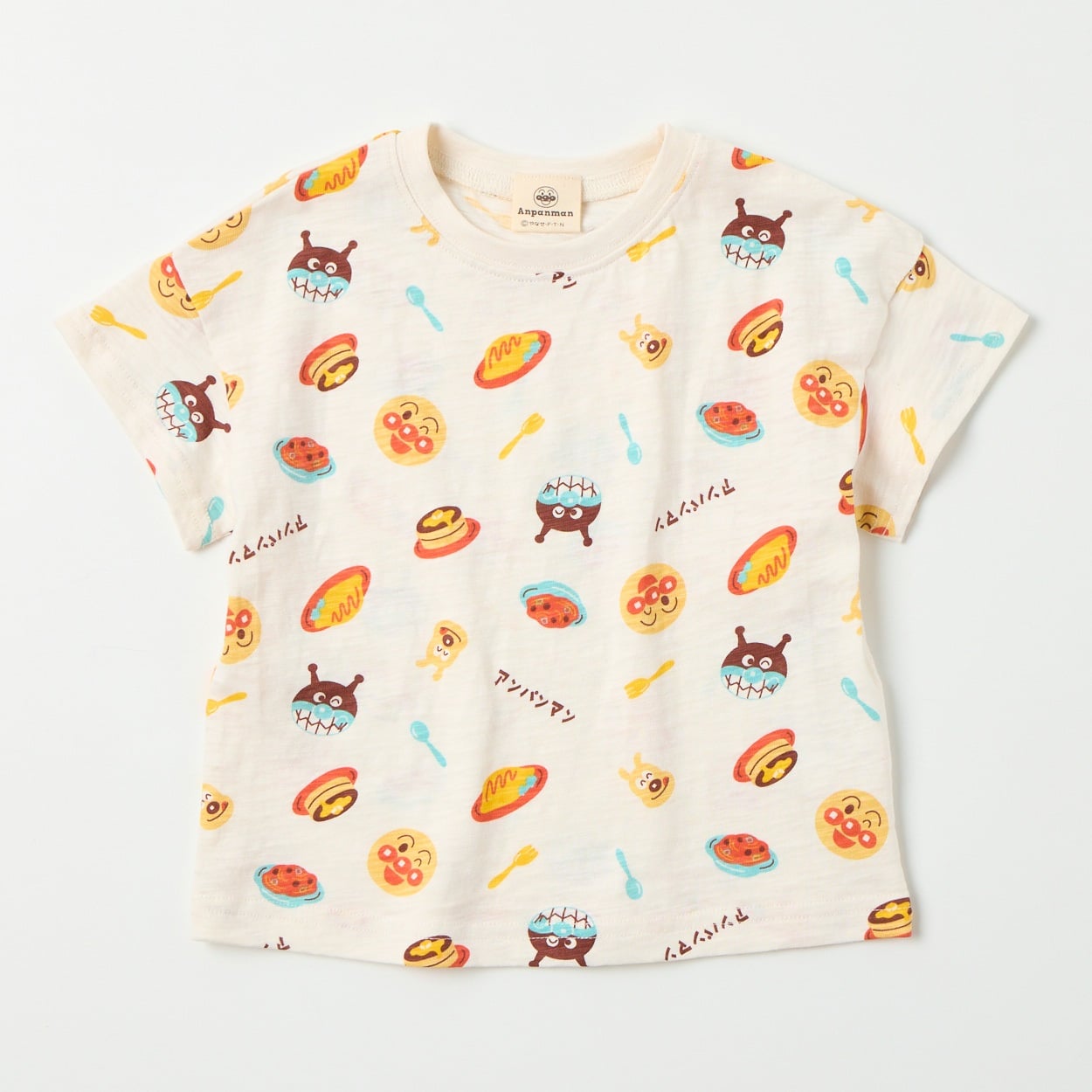 アンパンマン 喫茶総柄 スラブ天竺 半袖Tシャツ ベビー(オフホワイト-80cm)