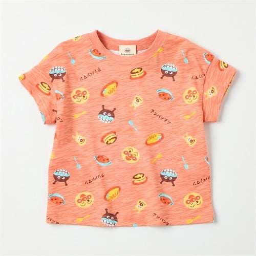 アンパンマン 喫茶総柄 スラブ天竺 半袖Tシャツ ベビー(オレンジ-80cm)