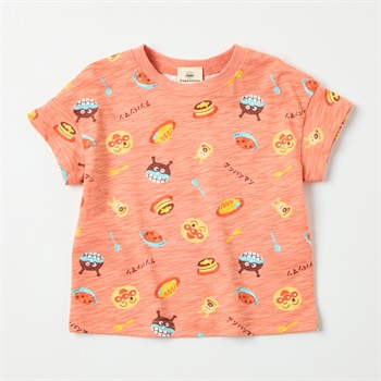 アンパンマン 喫茶総柄 スラブ天竺 半袖Tシャツ ベビー(オレンジ-80cm)
