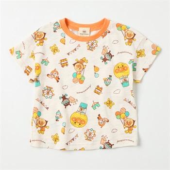 アンパンマン テーマパーク総柄 スラブ天竺 半袖Tシャツ ベビー(オフホワイト-80cm)