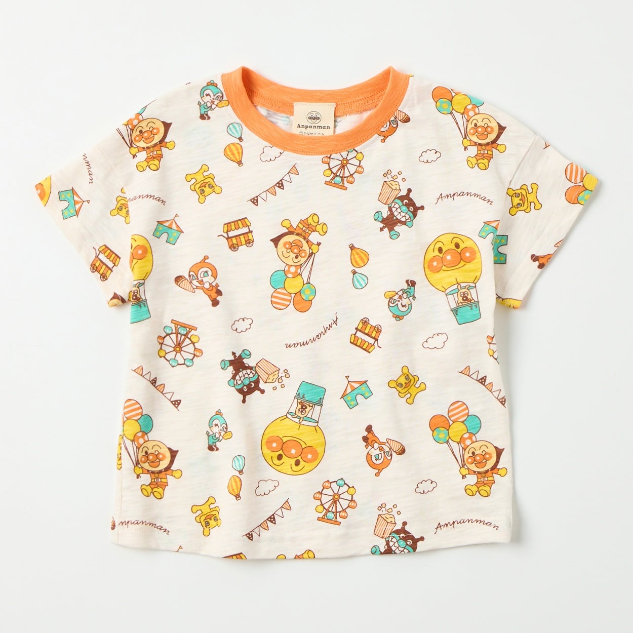 アンパンマン テーマパーク総柄 スラブ天竺 半袖Tシャツ ベビー(オフホワイト-95cm)