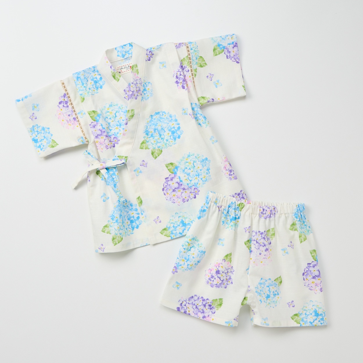 サザンクロス 紫陽花柄 甚平 ベビー(アイボリー-80cm)
