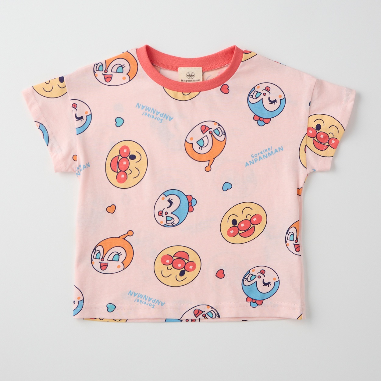 アンパンマン 総柄 天竺 半袖Tシャツ ベビー(ピンク-100cm)