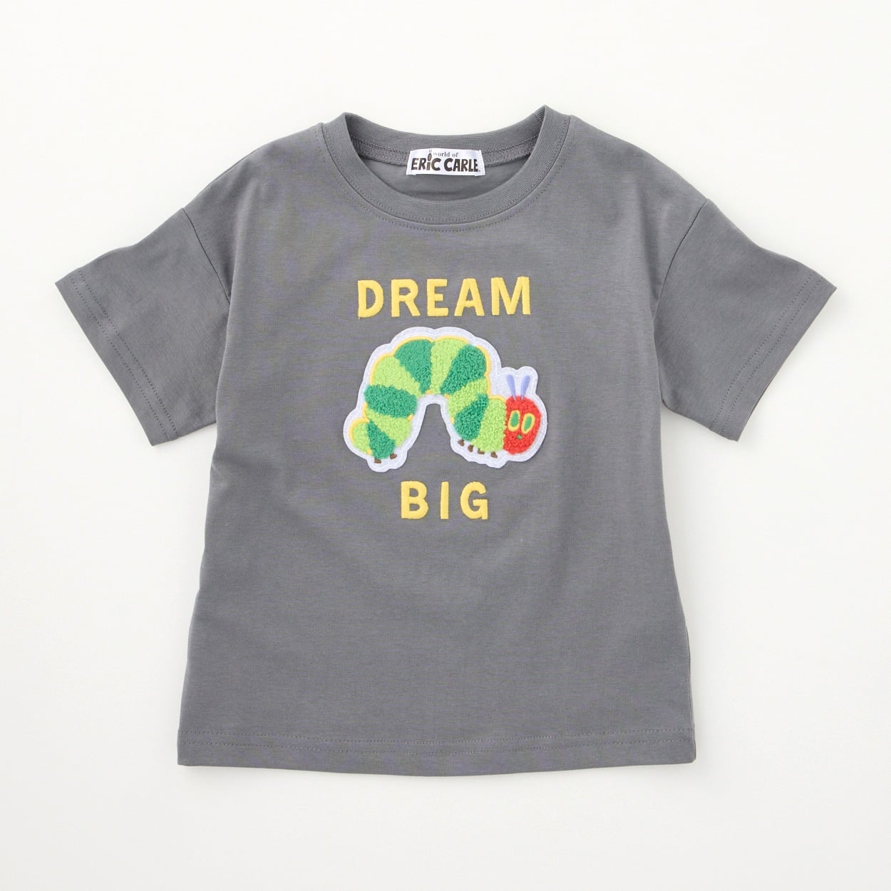 はらぺこあおむし サガラ刺しゅう 天竺 半袖Tシャツ ベビー(チャコールグレー-80cm)