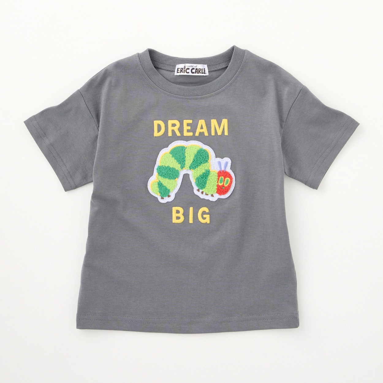 はらぺこあおむし サガラ刺しゅう 天竺 半袖Tシャツ ベビー(チャコールグレー-90cm)